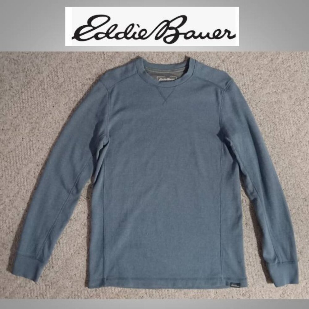 Eddie Bauer Men's blue grey long sleeve sweater size small